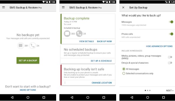 Gameplay screenshot from sms backup and restore pro for Android