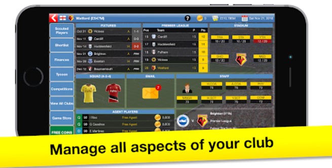 Gameplay screenshot from soccer tycoon football game for Android