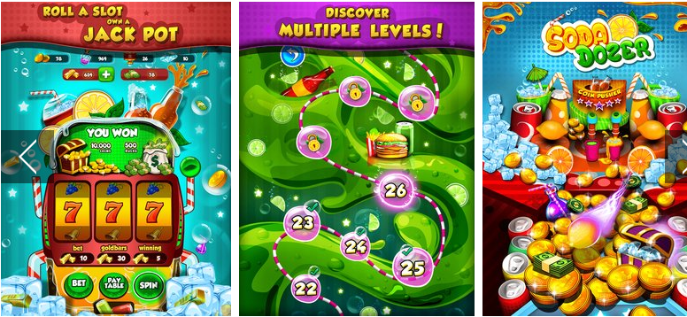 Gameplay screenshot from soda pizza coin party dozer for Android