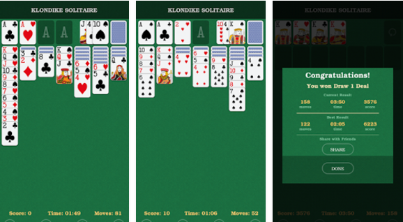 Gameplay screenshot from solitaire klondike for Android
