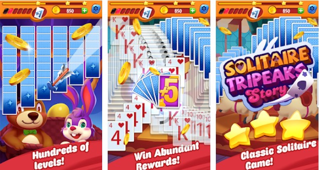 Gameplay screenshot from solitaire tripeaks travel 2021 card game for Android