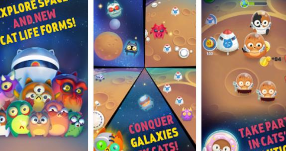 Gameplay screenshot from space cat evolution kitty collecting in galaxy for Android