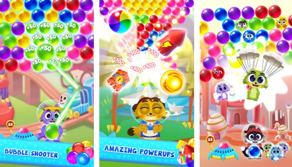 Gameplay screenshot from space cats pop bubble shooter for Android