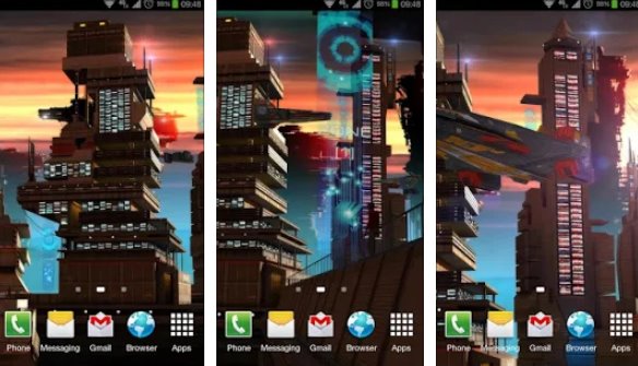 Gameplay screenshot from space cityscape 3d lwp for Android