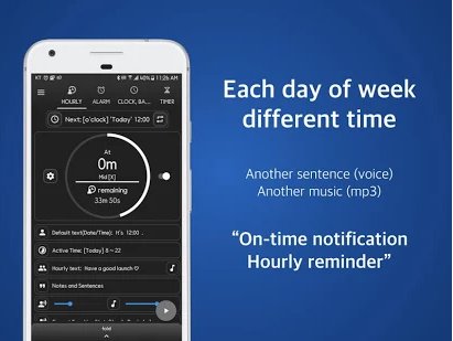Gameplay screenshot from speaking alarm clock hourly timer water interval for Android