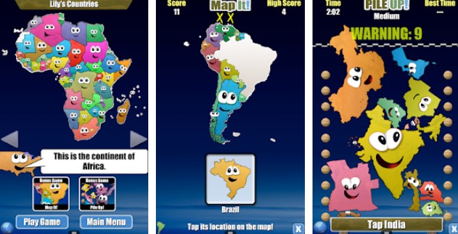 Gameplay screenshot from stack the countries for Android