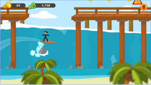 Gameplay screenshot from stickman surfer for Android
