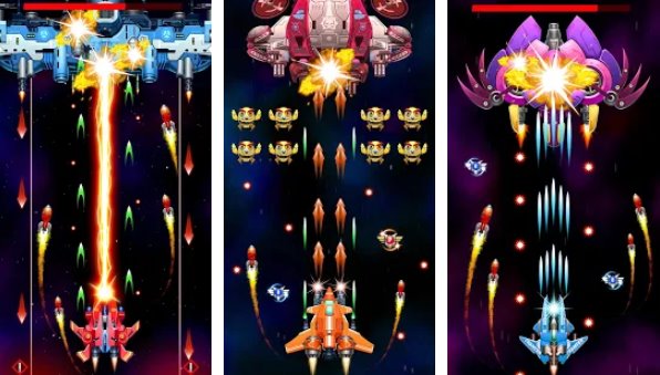 Gameplay screenshot from strike galaxy attack alien space chicken shooter for Android