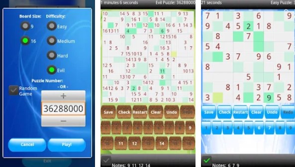 Gameplay screenshot from sudoku solver game for Android