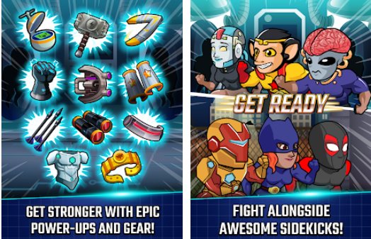 Gameplay screenshot from super league of heroes comic book champions for Android
