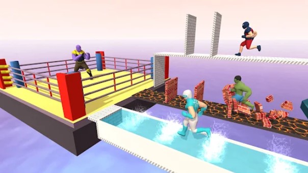 Gameplay screenshot from superhero bridge race 3d for Android