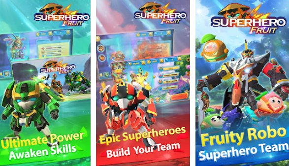 Gameplay screenshot from superhero fruit premium robot wars future battles for Android