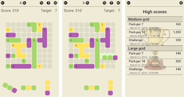 Gameplay screenshot from surface trimino increase the area casual game for Android