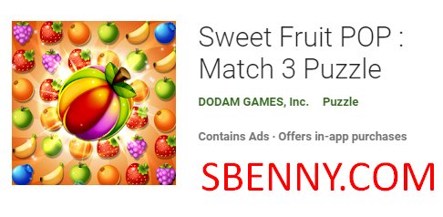 sweet fruit pop match 3 puzzle
