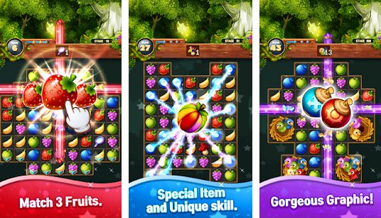 Gameplay screenshot from sweet fruit pop match 3 puzzle for Android