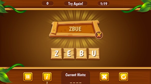 Gameplay screenshot from tappy word 2 for Android