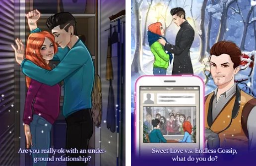 Gameplay screenshot from teen love story chat stories for Android