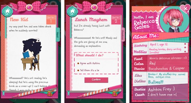 Gameplay screenshot from the diary for Android