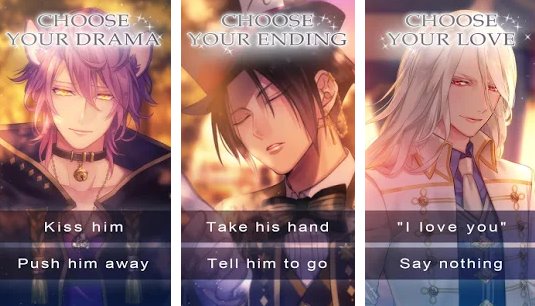 Gameplay screenshot from the fate of wonderland romance otome game for Android