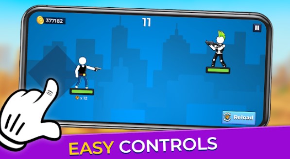 Gameplay screenshot from the gunner stickman gun hero for Android