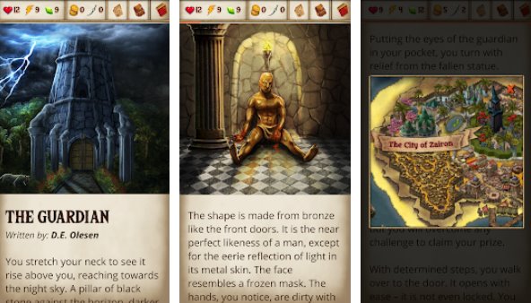 Gameplay screenshot from the sorcerer s tower text based choices rpg for Android