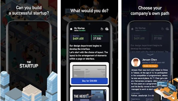 Gameplay screenshot from the startup interactive game for Android