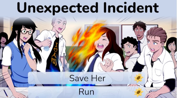 Gameplay screenshot from the sun shines over us visual novel for Android