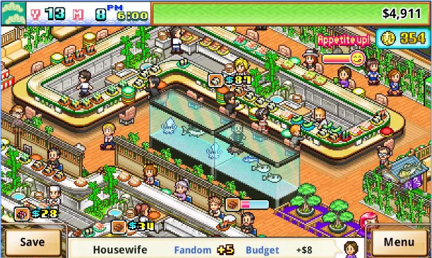 Gameplay screenshot from the sushi spinnery for Android