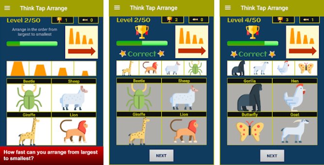 Gameplay screenshot from think tap arrange brain game for Android