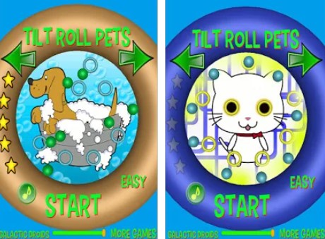 Gameplay screenshot from tilt roll pets pro for Android