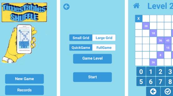 Gameplay screenshot from times tables shuffle for Android