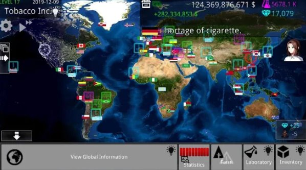 Gameplay screenshot from tobacco inc cigarette inc for Android