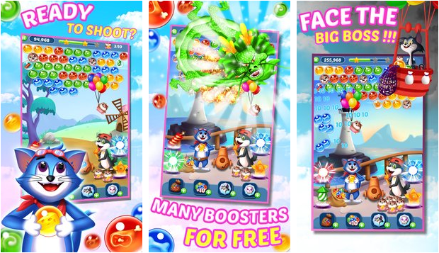 Gameplay screenshot from tomcat pop bubble shooter for Android