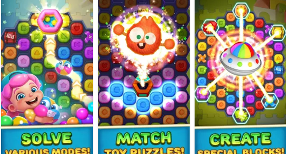 Gameplay screenshot from toy party blast hexa block for Android