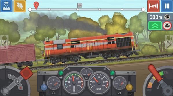 Gameplay screenshot from train simulator railroad game for Android