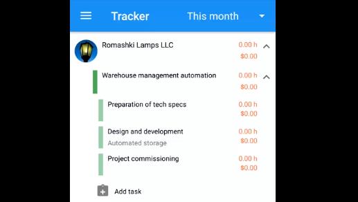 Gameplay screenshot from trice work time tracker app for freelancer for Android