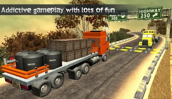 Gameplay screenshot from truck driving uphill loader and dump for Android
