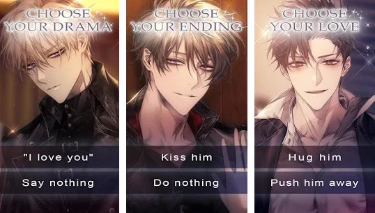 Gameplay screenshot from twilight crusade romance otome game for Android