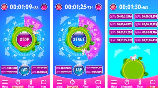 Gameplay screenshot from unicorn stopwatch and timer for Android