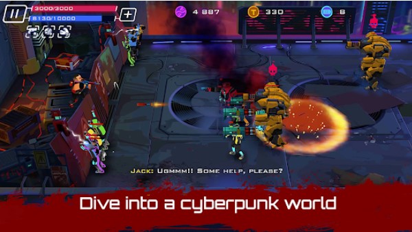 Gameplay screenshot from uprising premium cyberpunk 3d action game for Android