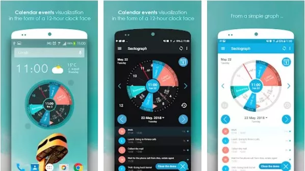 Gameplay screenshot from sectograph planner and time manager on clock widget for Android