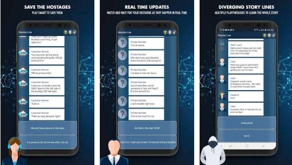 Gameplay screenshot from situation line interactive hostage negotiation for Android