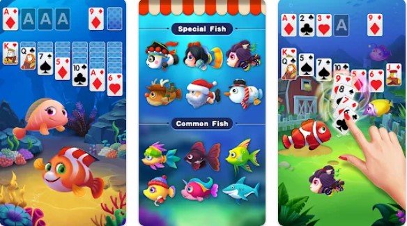 Gameplay screenshot from solitaire fish klondike card for Android