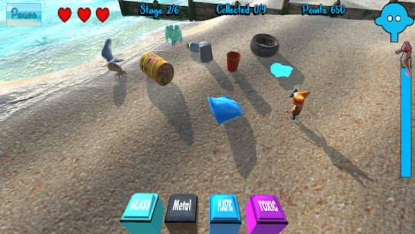 Gameplay screenshot from sos beach cleanup for Android