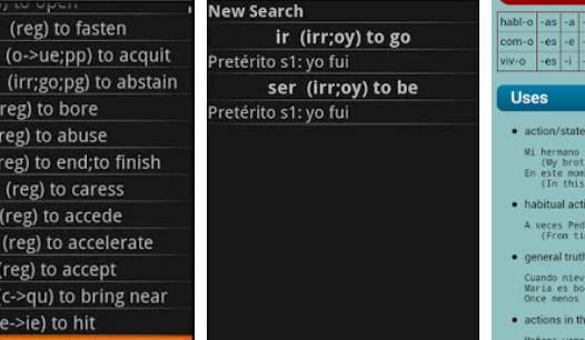 Gameplay screenshot from spanish Verbs pro for Android