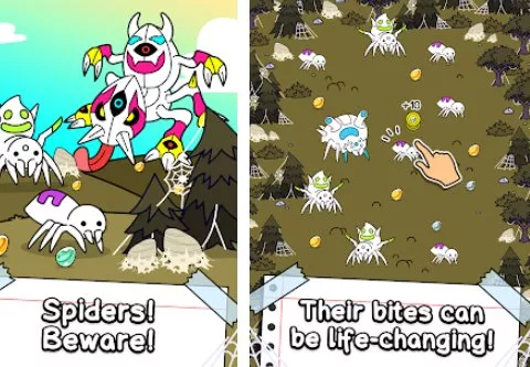 Gameplay screenshot from spider evolution merge and create mutant bugs for Android