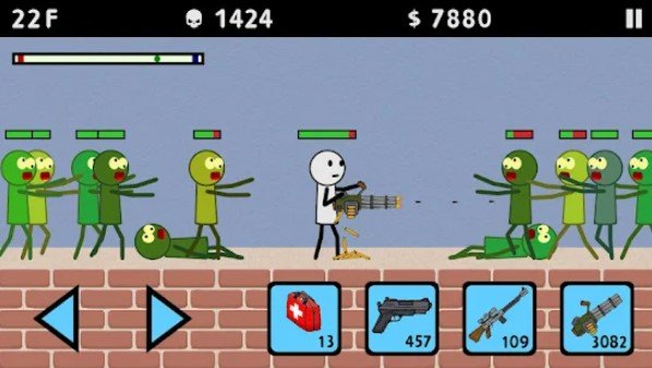 Gameplay screenshot from stickman and gun 3 zombie shooter for Android