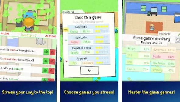 Gameplay screenshot from streamer sim tycoon for Android