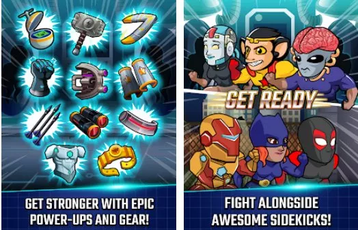 Gameplay screenshot from super league of heroes comic book champions for Android
