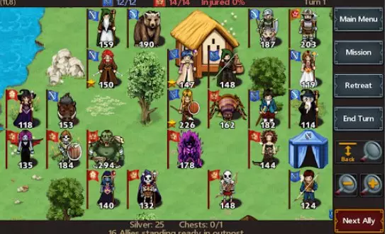 Gameplay screenshot from tactics maiden rpg for Android